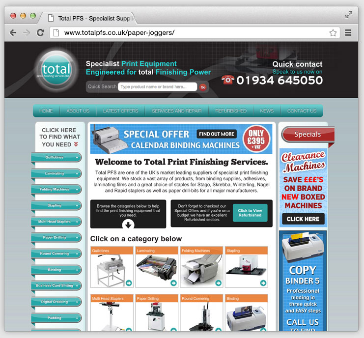 The old Total PFS website