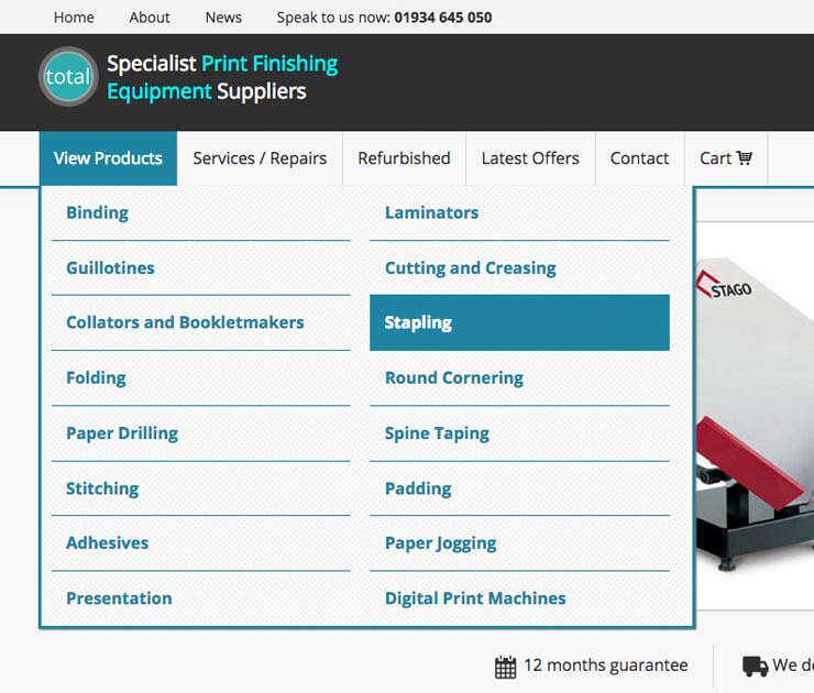 Product Mega Menu on Total PFS