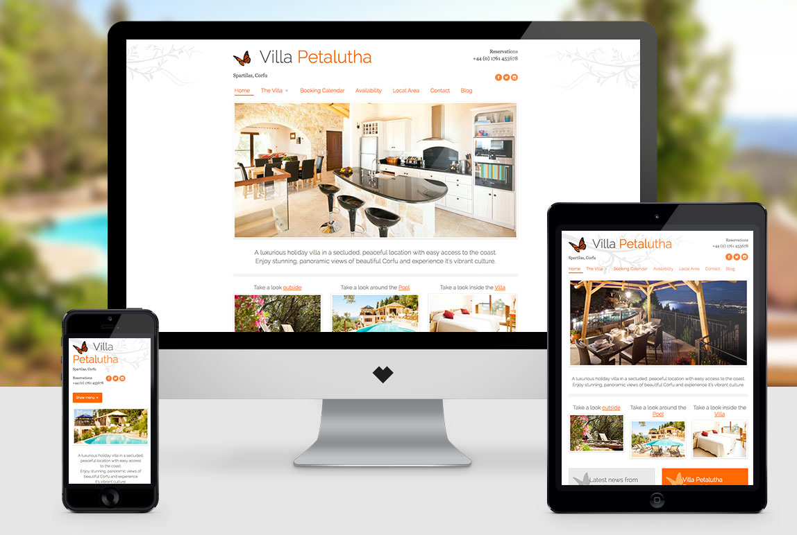 A WordPress website design for a holiday villa